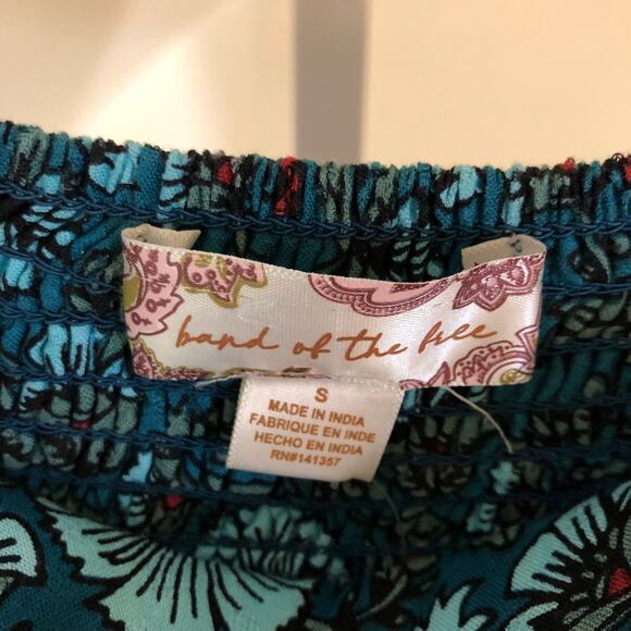 Band of the Free NWT Elise Floral Wide Leg Pull On Pants Deep Teal Aqua S - Picture 4 of 9